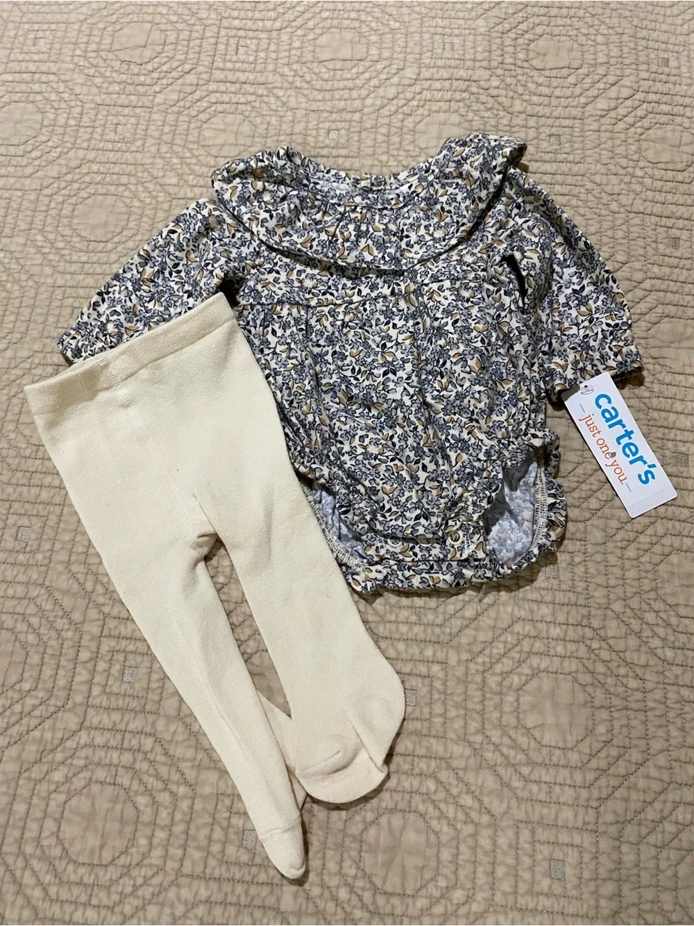 Carter's Floral & Neutral Baby Outfit Set - Cream, Olive, Navy